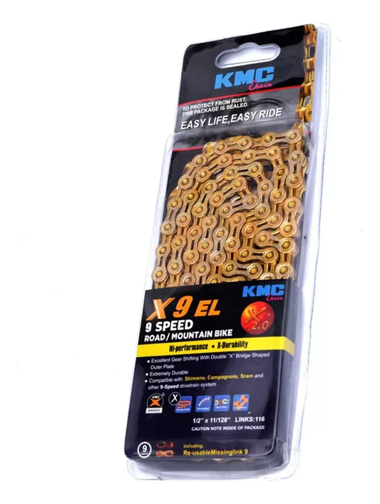 Corrente Kmc X9 El Dourada 116l 9 Velocidades Mtb Speed