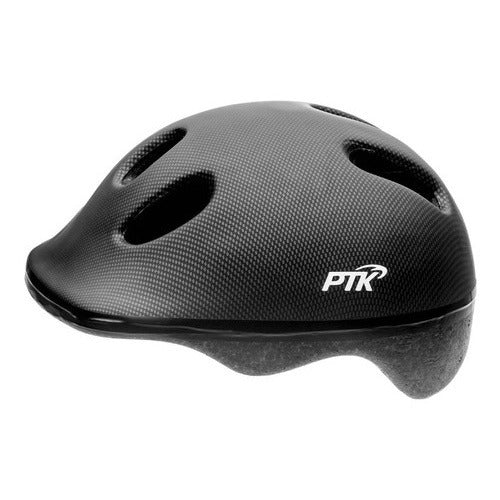 CAPACETE CICLISMO INFANTIL PTK CARBONO FOSCO C/ REGULAGEM