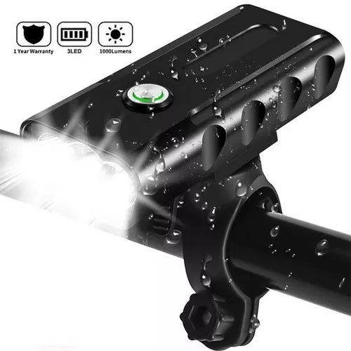 Farol Lanterna Para Bike Bx3 T6-l2 1000 Lúmes + Power Bank