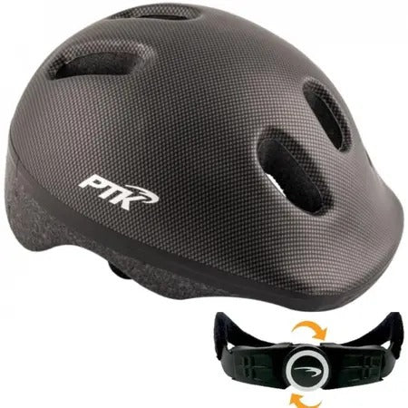 CAPACETE CICLISMO INFANTIL PTK CARBONO FOSCO C/ REGULAGEM