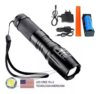 Lanterna Zoom Militar Tática X900 Longo Alcance Led Bivolt