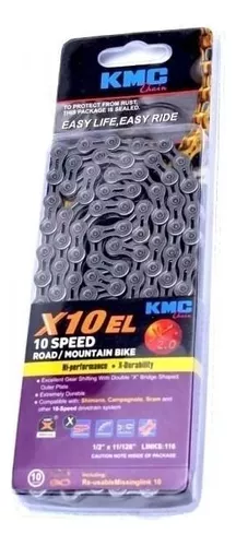 Corrente 10v Mtb/speed Kmc X10 El Prateado Semivazado 116l