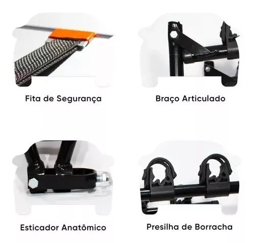 Transbike De Engate P/ 3 Bikes Universal Preto C/ Cintas