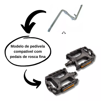 Pedal 1/2 Plataforma Nylon com Esfera Sueco Preto - MTB