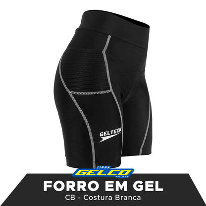 BERMUDA FEMININA CICLISMO FORRO 100% GEL GELTECH GELCO CB BIKE