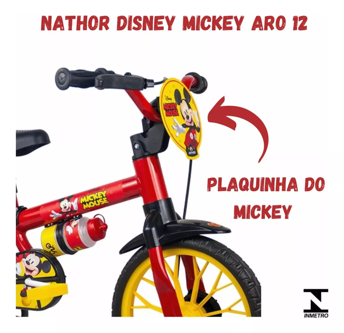 Bicicleta Infantil Aro 12 Mickey Mouse - Nathor