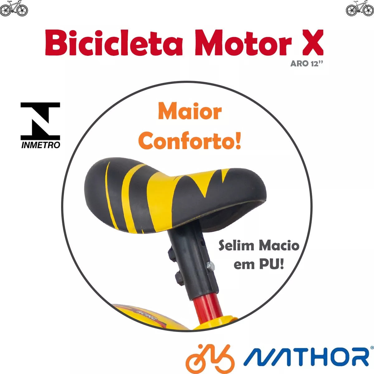 Bicicleta Infantil Motor X Aro 12 Vermelho - Nathor