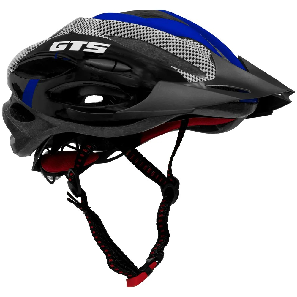 Capacete Bike GTS Com Sinalizador De Led Ciclismo Azul