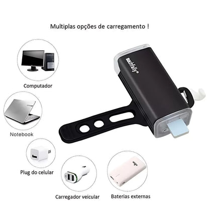 Farol Lanterna Bike Led 4 Funções Recarregável Usb Forte