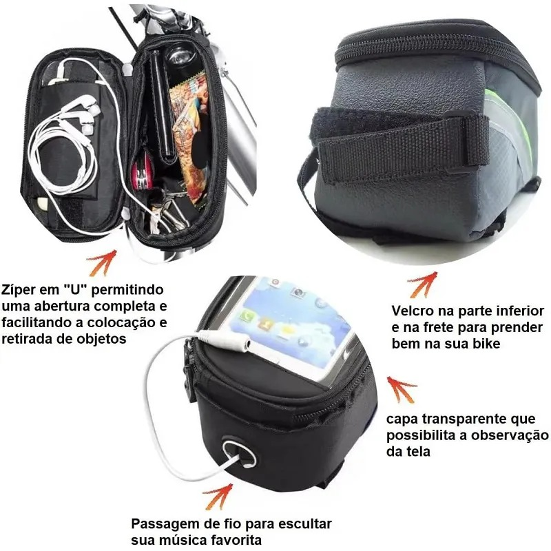 Bolsa Porta Celular para Quadro de Bicicleta até 6,5' Polegadas